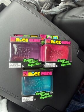3 PACK! Nee Doh Nice Cube- Purple, Pink, Teal Super Solid Squish